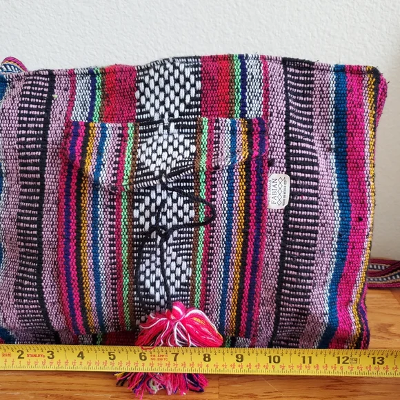 Handcrafted Colorful Striped Boho Women's Shoulder Bag - Picture 13 of 15